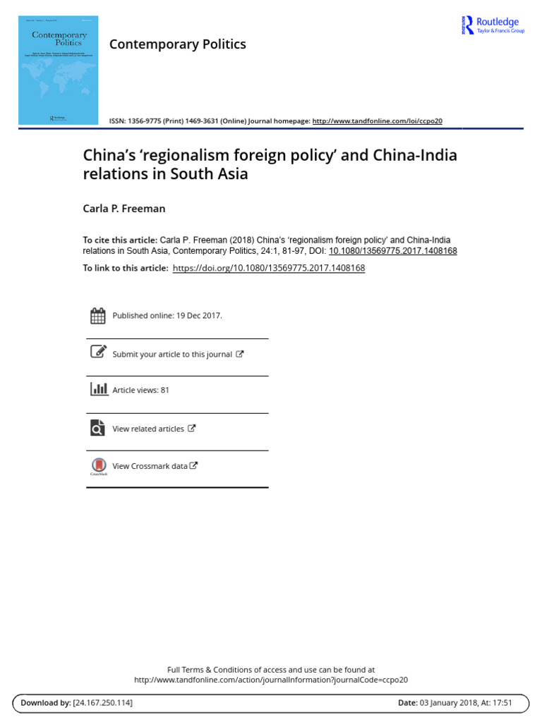 China-India Relations and Regionalism in Asia | PDF | China | World ...