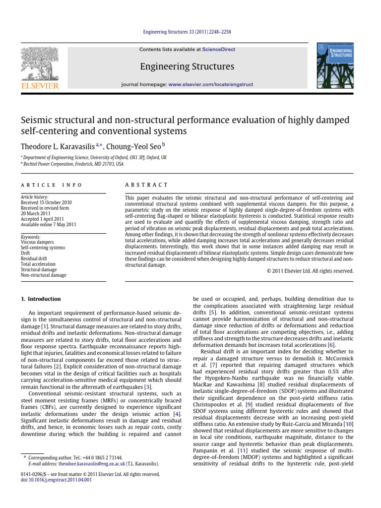 Seismic Structural and Non-Structural Performance Evaluation | PDF ...