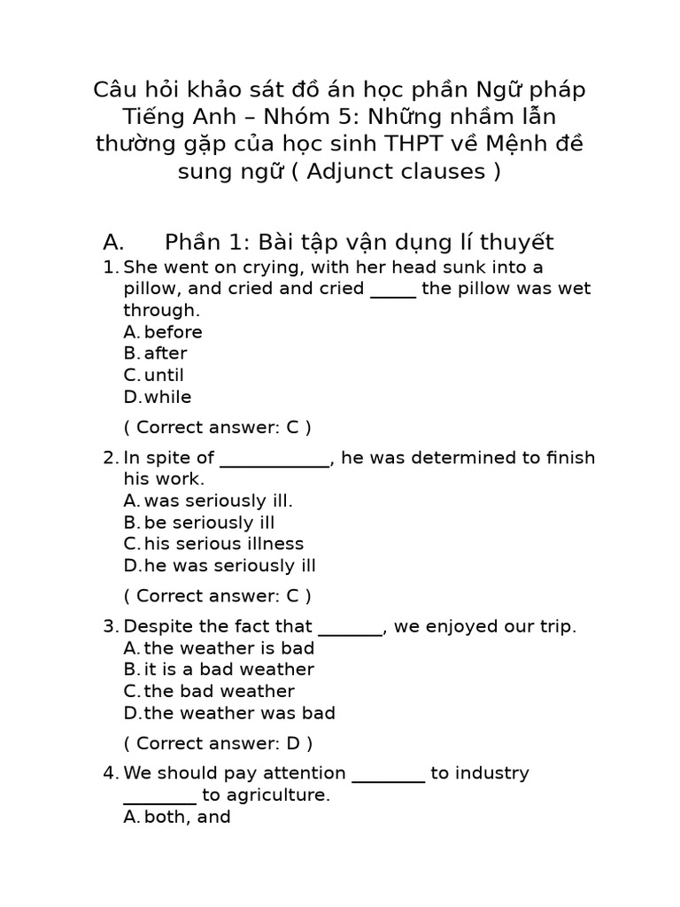 Group 5 - Questionnaire | PDF | Clause | Sentence (Linguistics)
