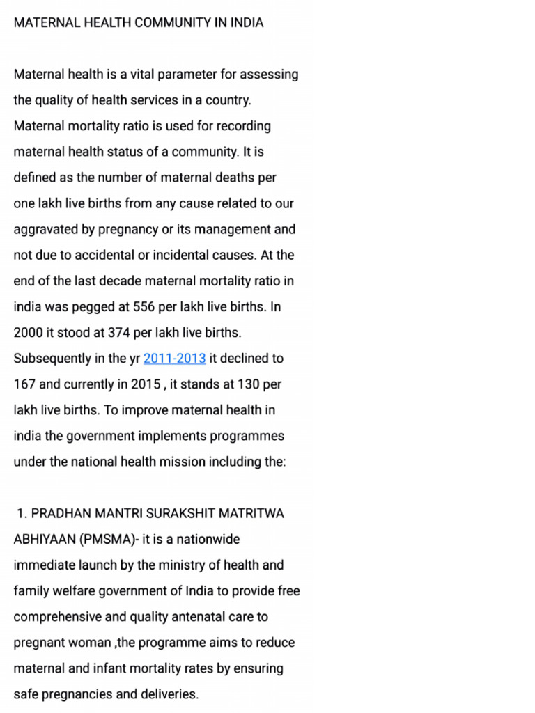 Maternal Health Initiatives in India | PDF | Childbirth | Maternal Health