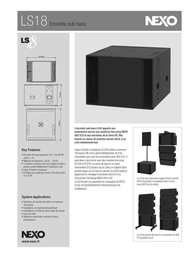 Enceinte Sub-Bass LS18 NEXO | PDF | Amplificateur électronique ...