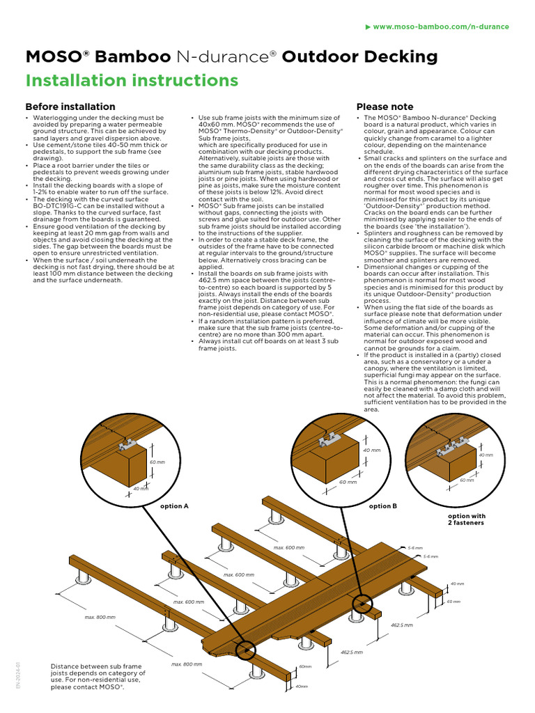 Bamboo Decking Installation Guide | PDF | Screw | Water