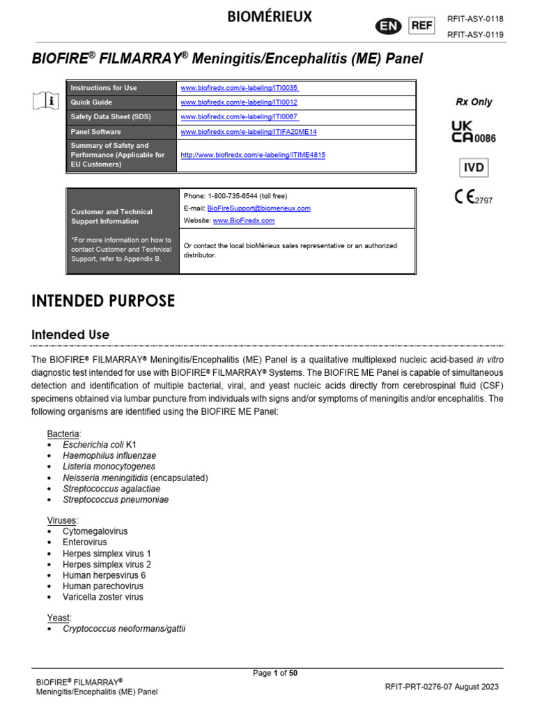 RFIT-PRT-0276 FilmArray ME Panel Instruction Booklet EN | PDF ...