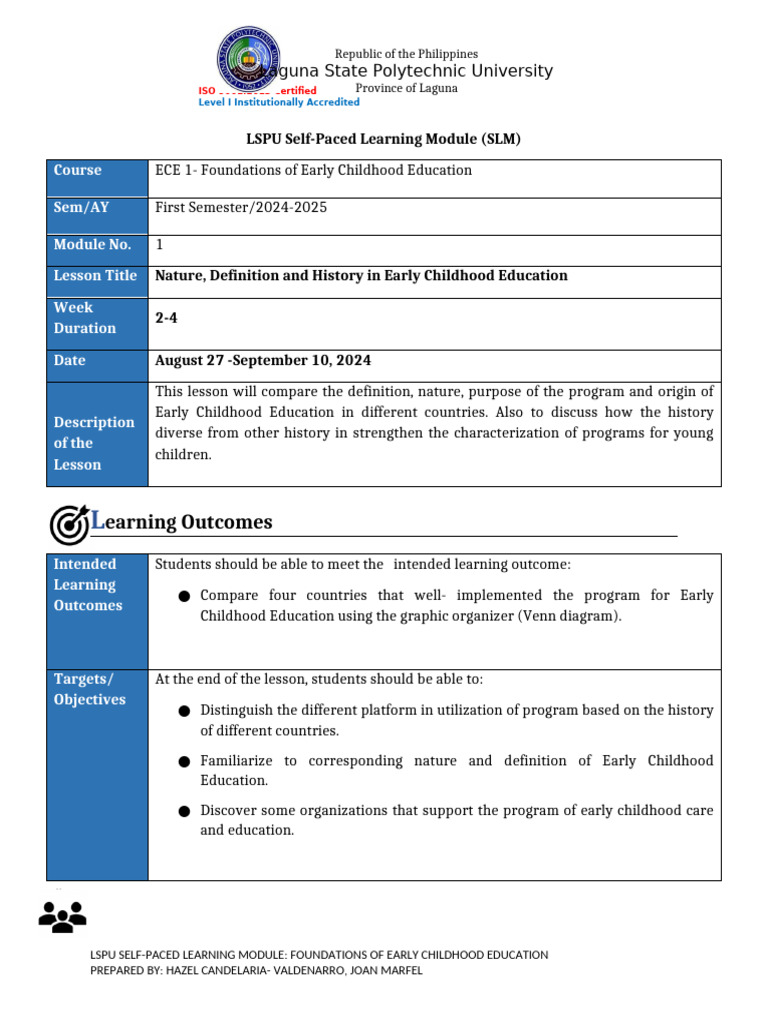 Foundations of Early Childhood Education Module | PDF | Early Childhood ...