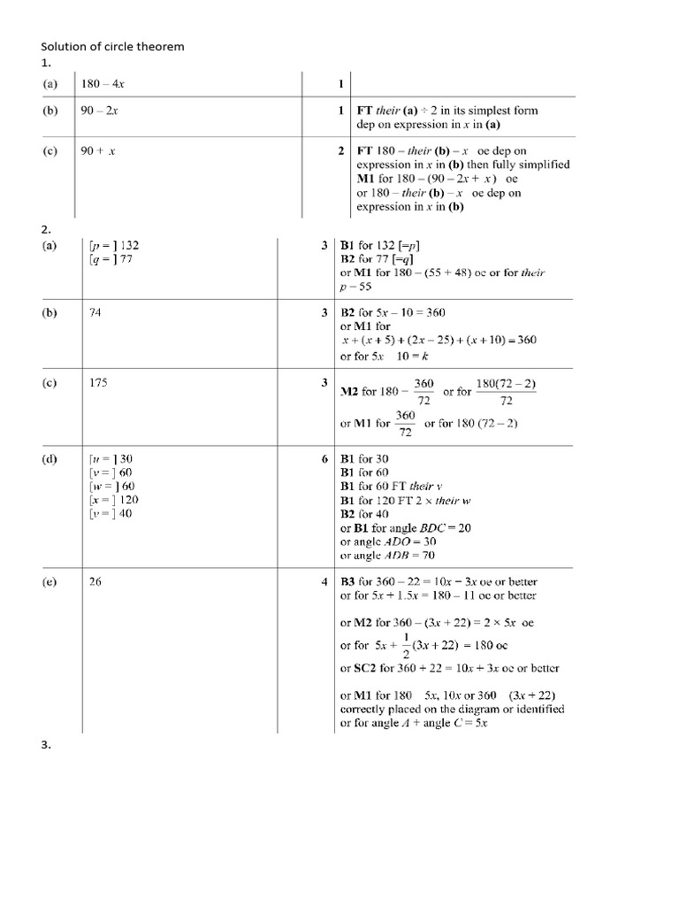 Solution of Circle Theorem - Docx 1 | PDF