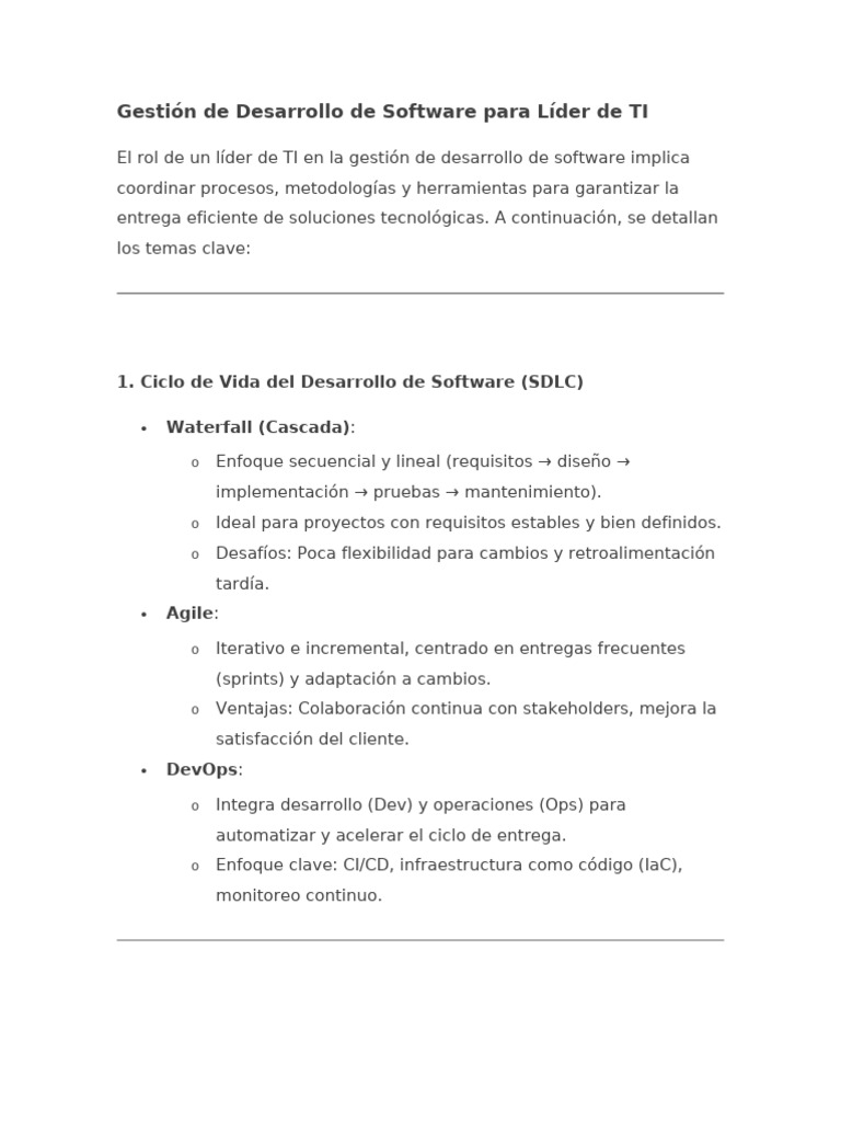 Gestión de Desarrollo de Software en TI | PDF | Scrum (desarrollo de ...