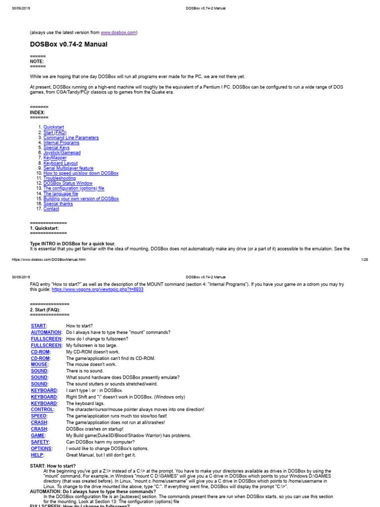DOSBox v0.74-2 User Guide | PDF | Dos | Floppy Disk