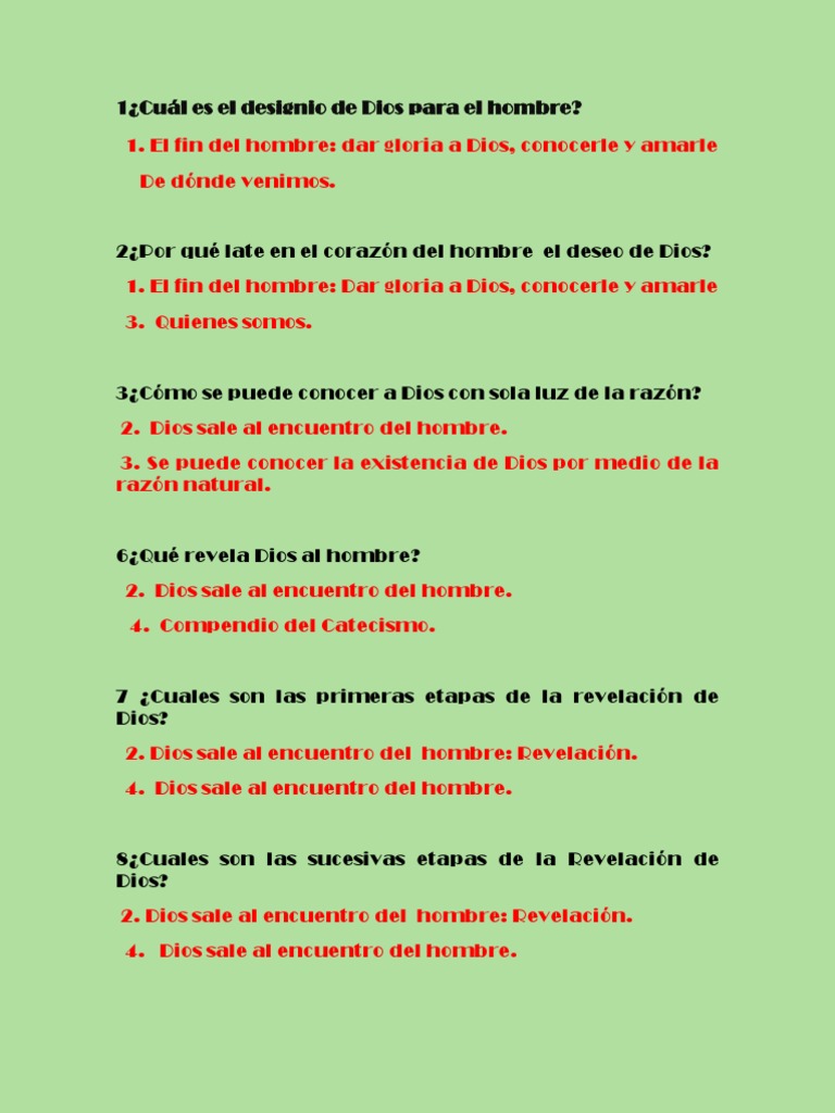Preguntas Del Catecismo Terminado.. Revelación Fe
