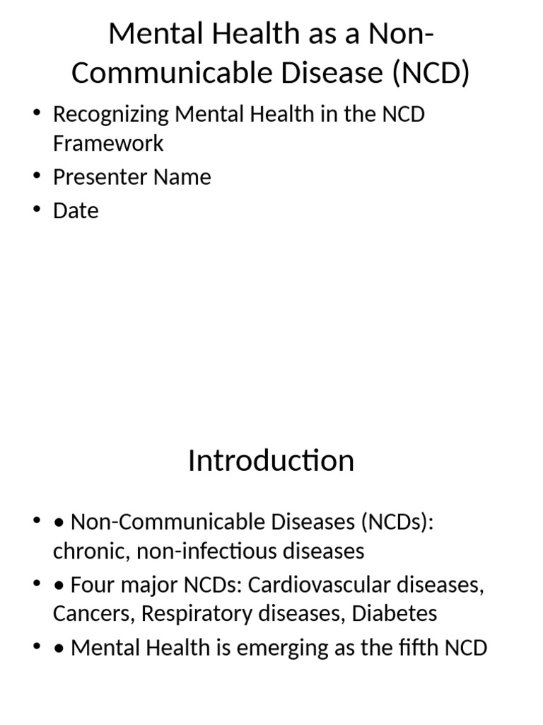 Mental Health As NCD Presentation | PDF