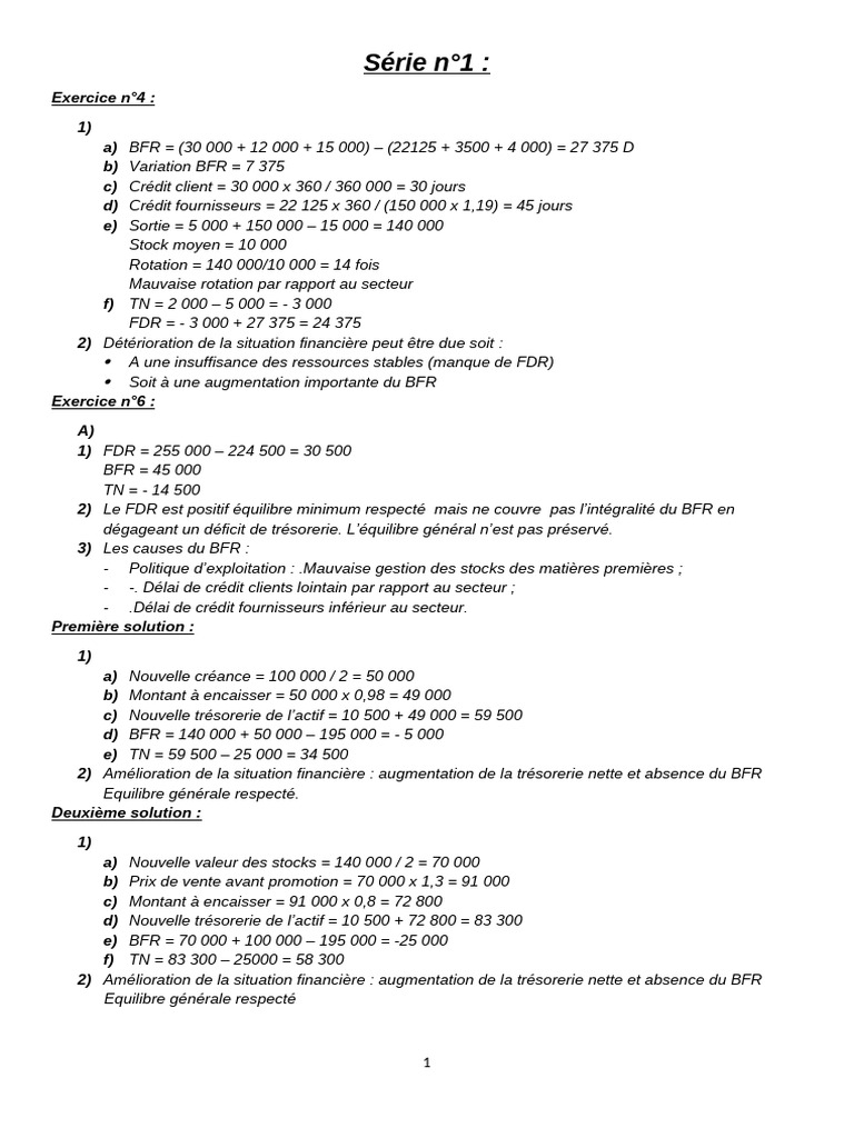Analyse du BFR et FDR en finance | PDF | Fonds de roulement ...