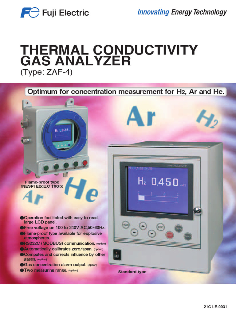 Brochure Product Gas Analysis Thermal Conductivity Gas Analyzer ZAF4 ...
