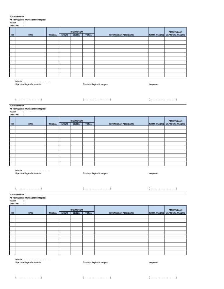 Form Lembur