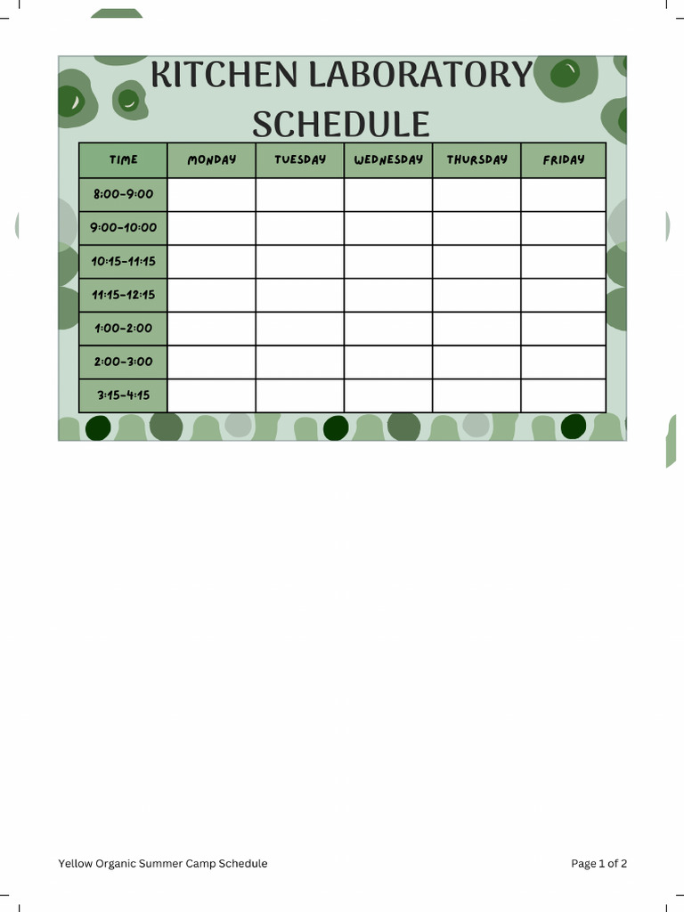 Kitchen Schedule | PDF