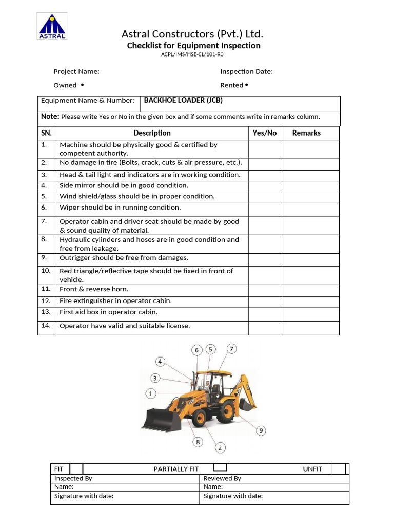 Equipment Inspection Checklist Template | PDF | Manufactured Goods ...