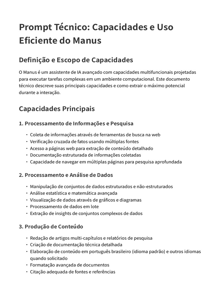 Capacidades do Assistente Manus AI | PDF | Rede mundial de computadores ...