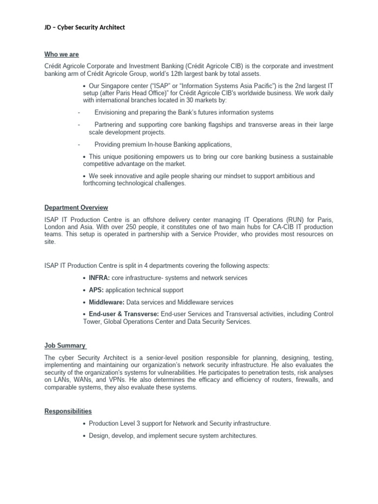 JD - ICT Security Operation Analyst | PDF | Security | Computer Security