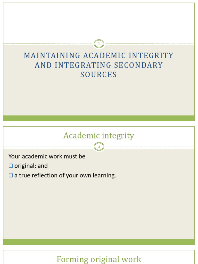 Academic Integrity and Source Integration | PDF | Plagiarism | Academic ...