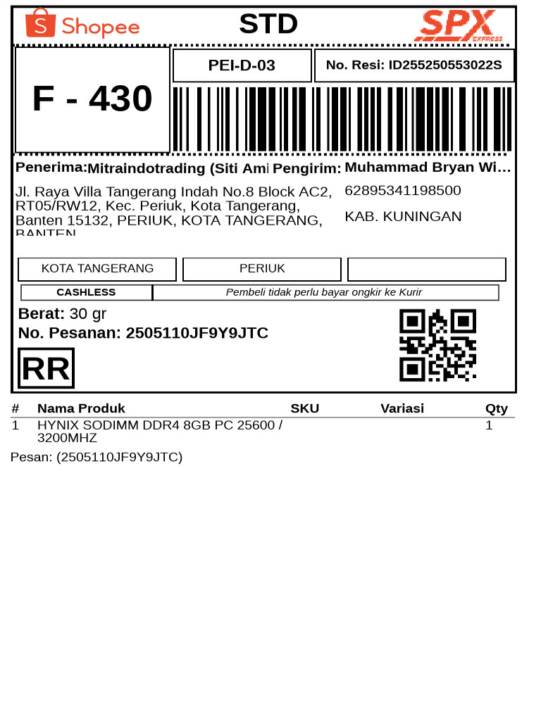 Resi Pengiriman HYNIX SODIMM 8GB | PDF