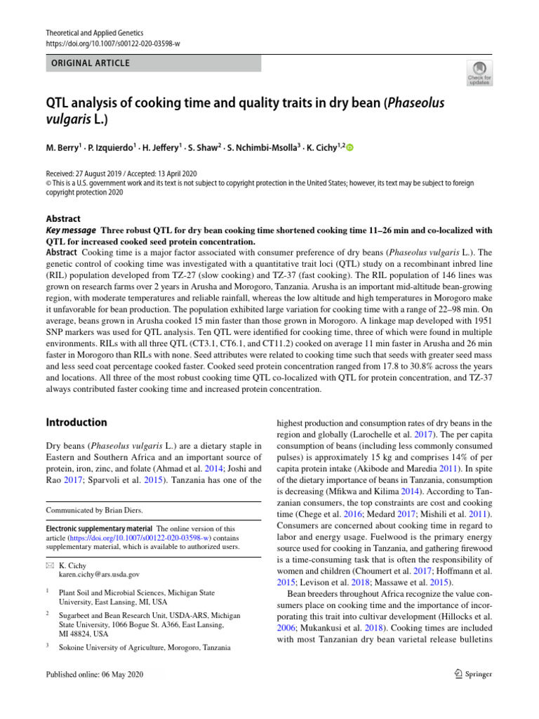 Matt Berry-QTL Analysis of Cooking Time | PDF | Quantitative Trait ...