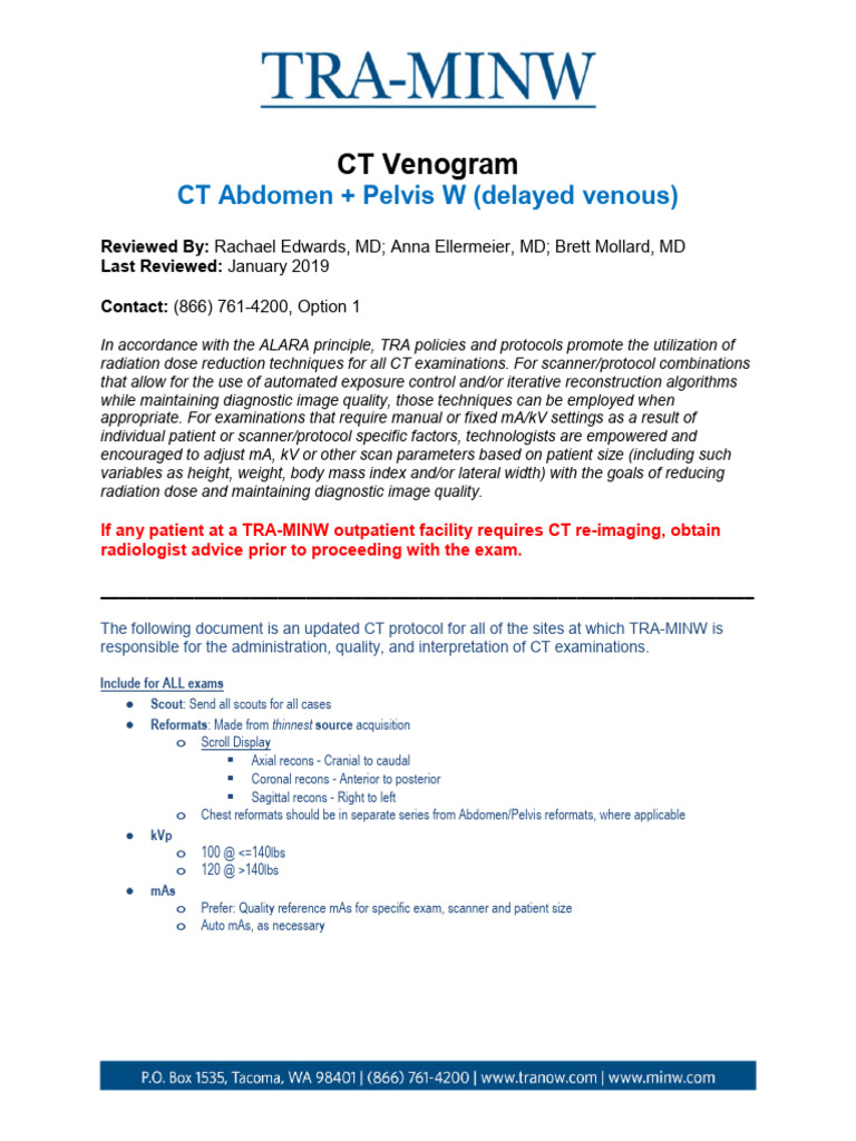 CT Venogram Protocol Overview | PDF | Ct Scan | Medical Imaging