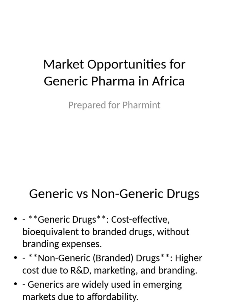 Market Opportunities Generic Pharma Africa | PDF