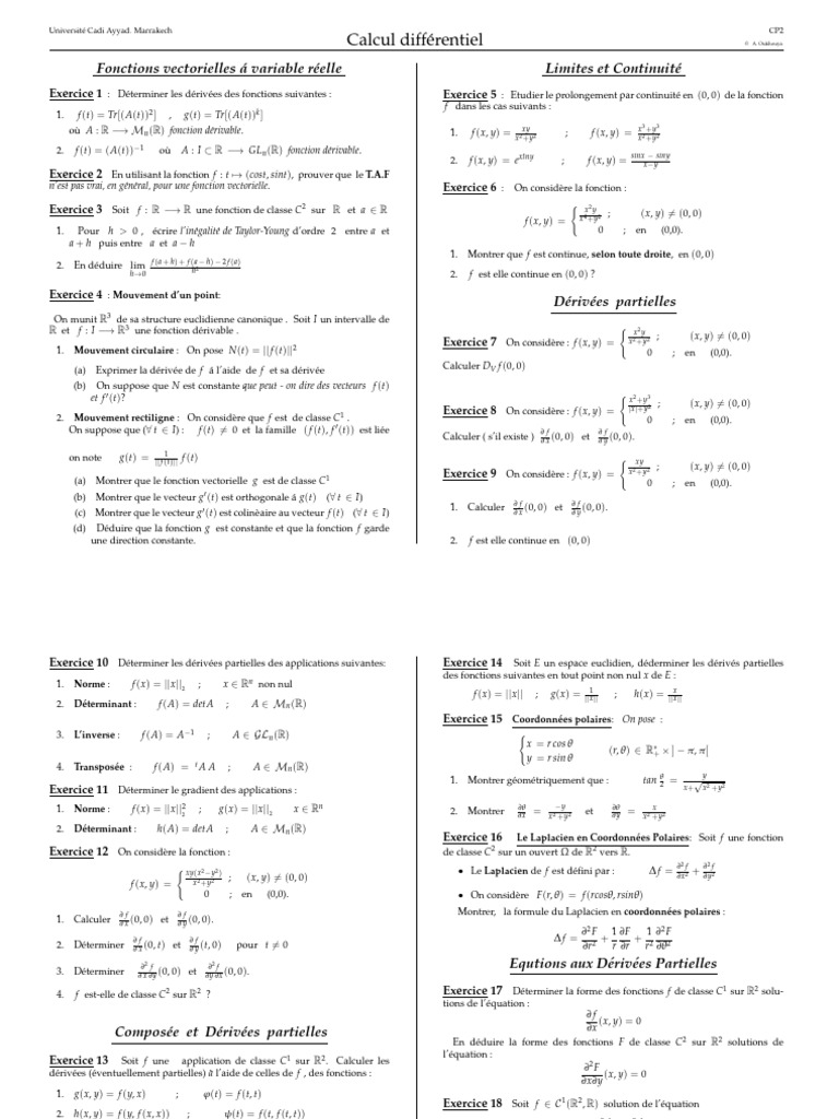 TD Analyse 4 Calcul Diff | PDF | Espace euclidien | Physique mathématique