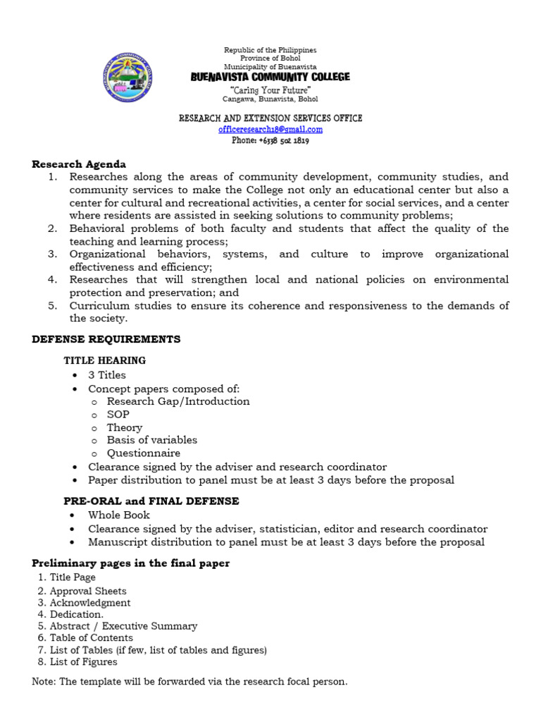 Bohol College Research Defense Guidelines | PDF | Thesis | Citation