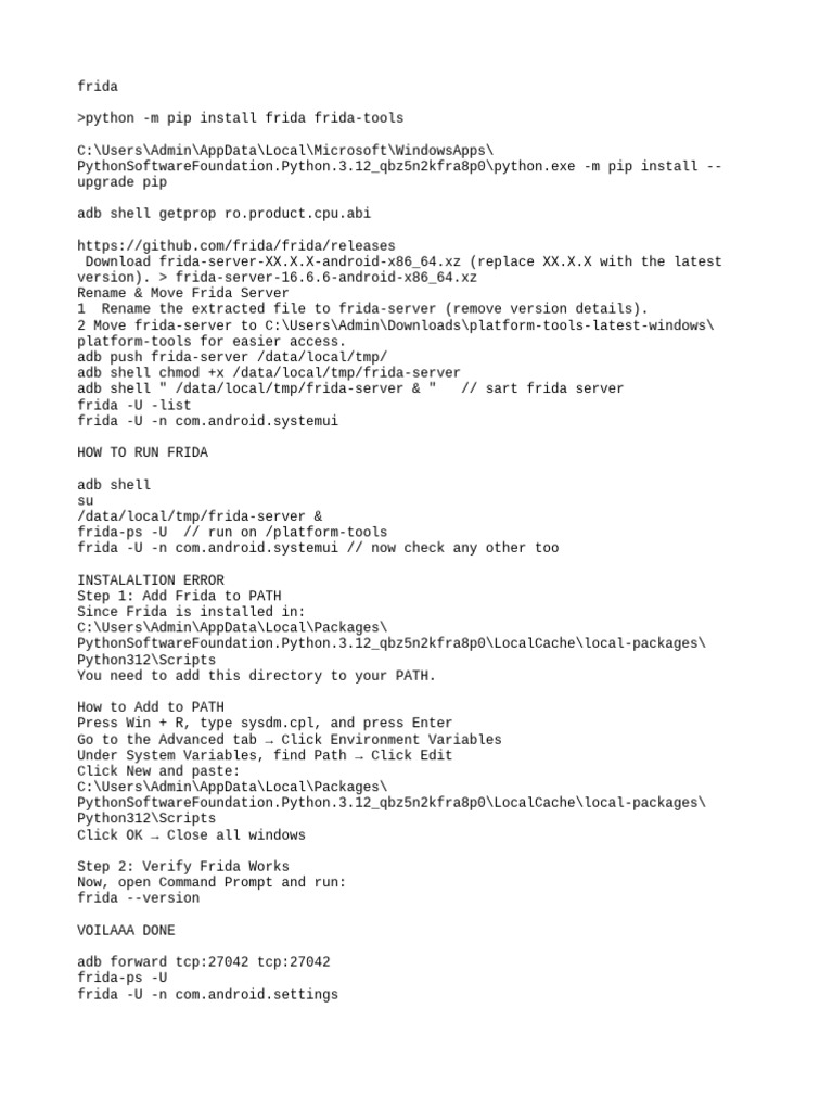 Frida Installation | PDF