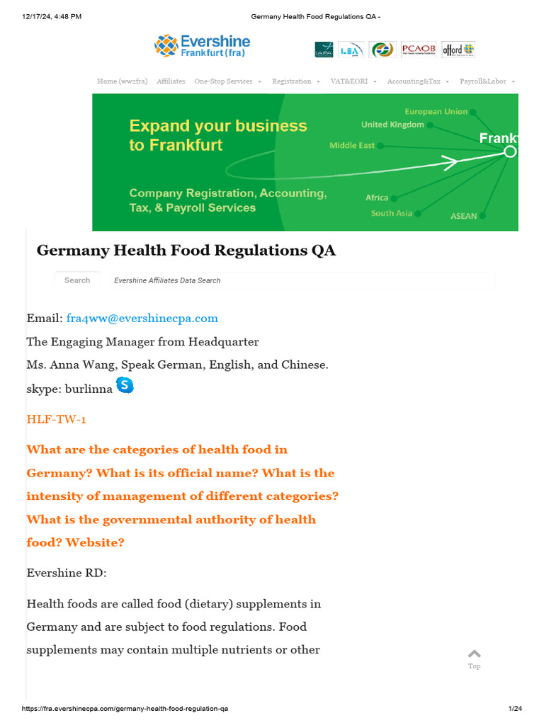 Germany Health Food Regulations Guide | PDF | Dietary Supplements ...