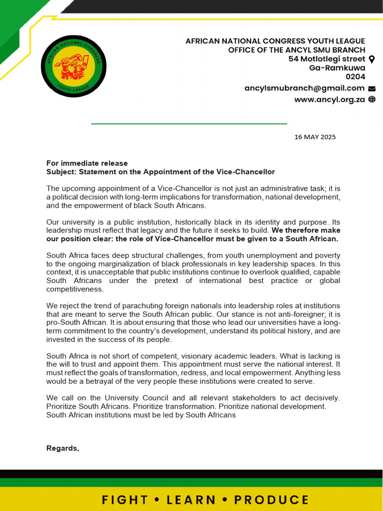 ANCYL Statement On VC Appointment | PDF