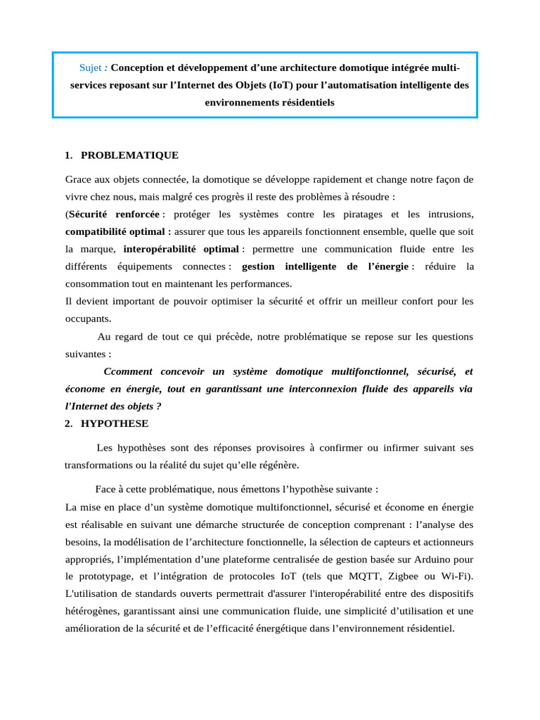 Architecture domotique IoT intégrée | PDF | Internet des objets | Domotique