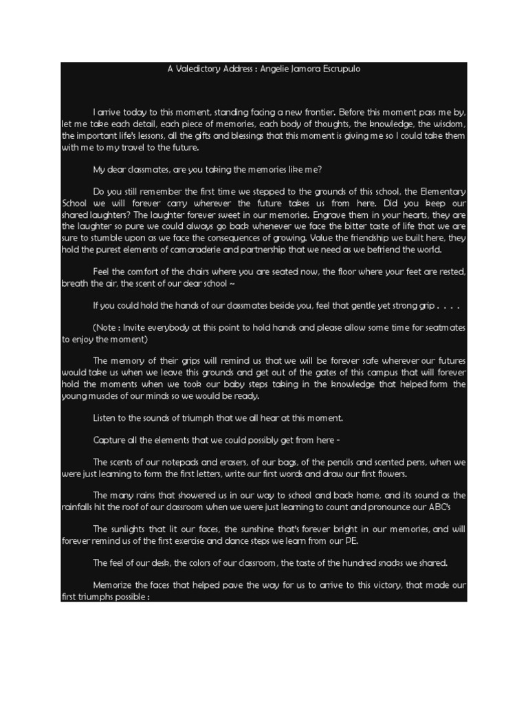 A Valedictory Address | Classroom