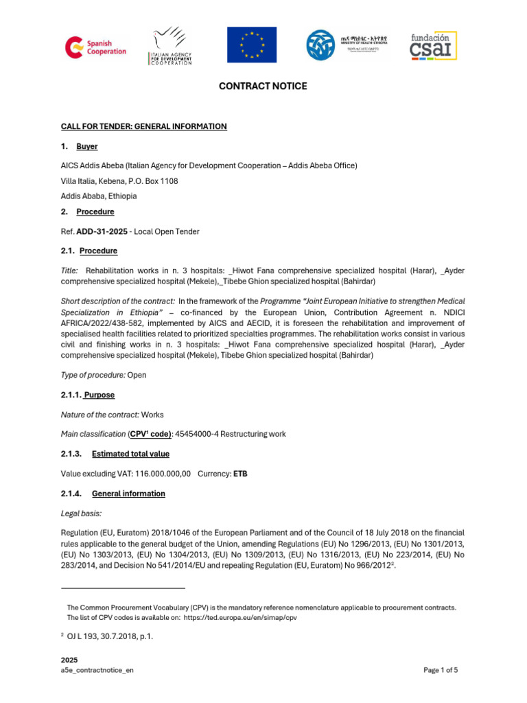 Tender for Hospital Rehabilitation Works | PDF | European Union