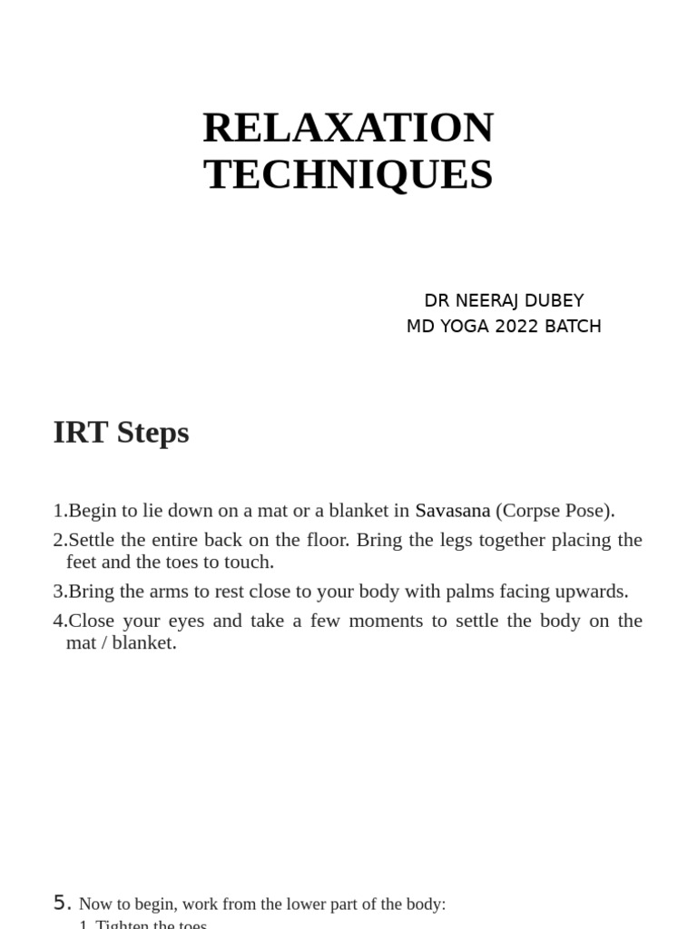 Instant Relaxation Techniques for Yoga | PDF | Abdomen | Breathing