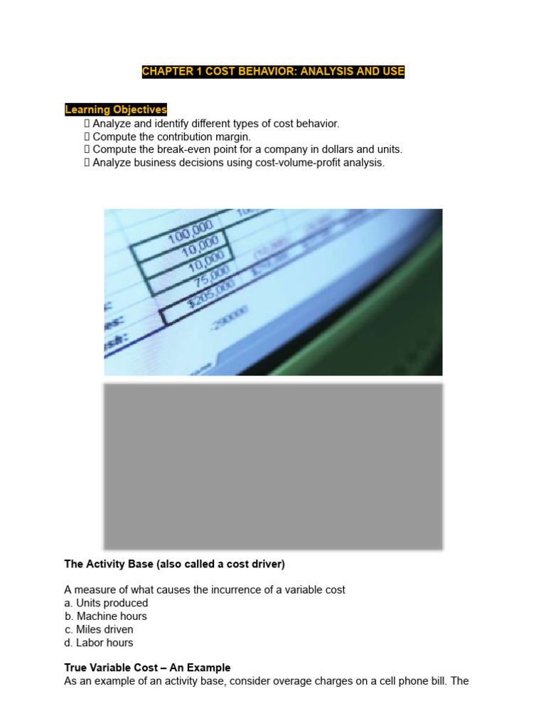Chapter 1 Cost Behavior-Analysis and Use | PDF | Business Economics ...