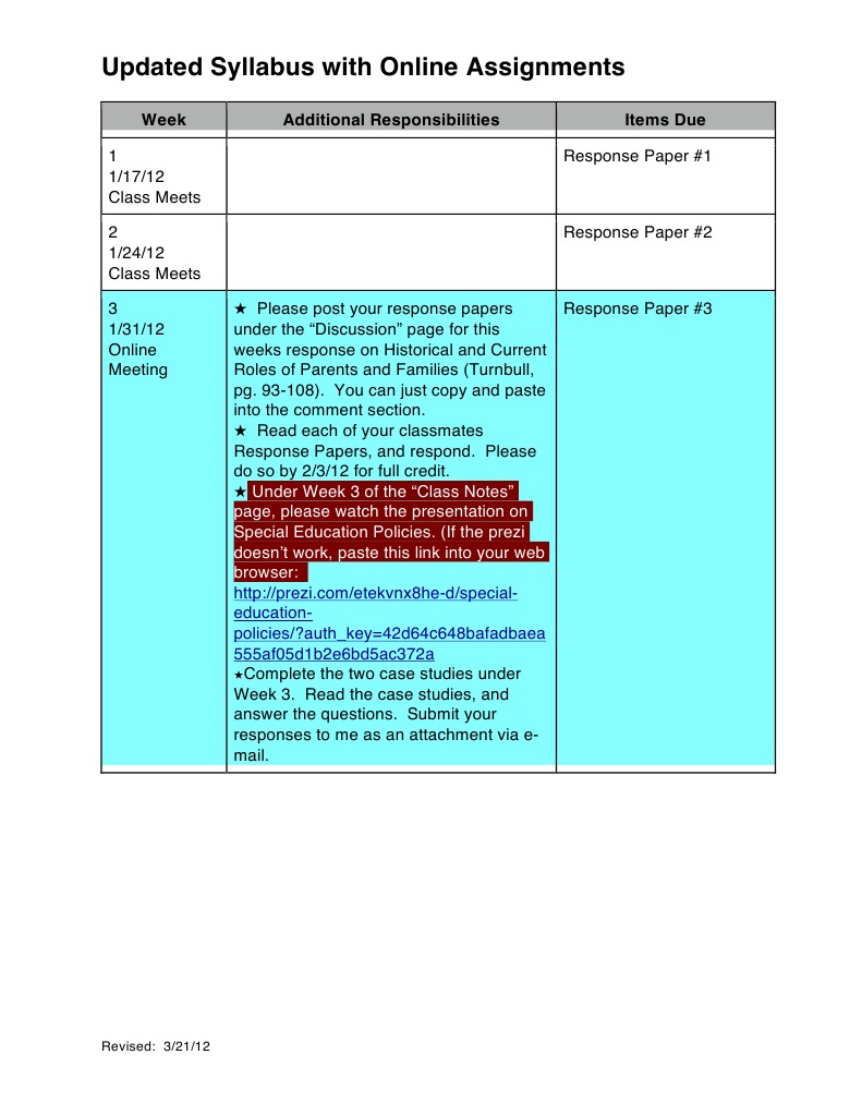 Online Assignments Syllabus Update | PDF | Individualized Education ...