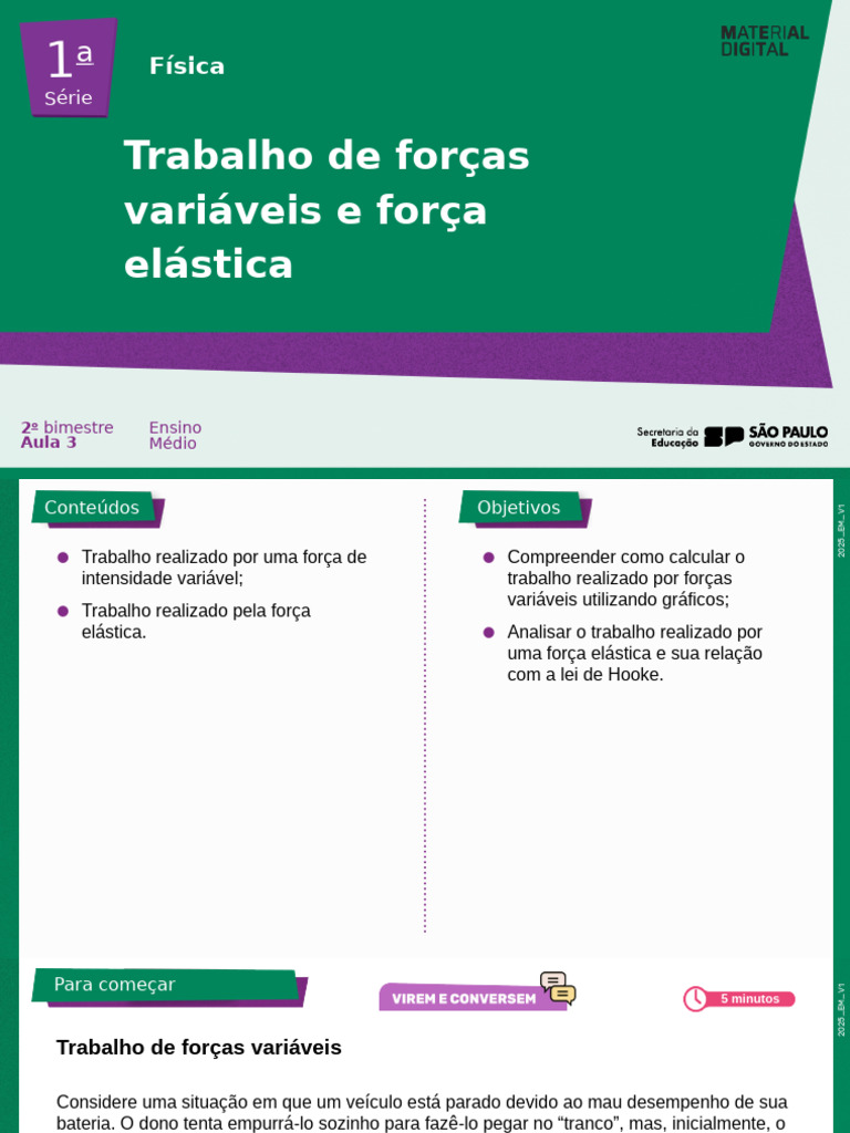 Trabalho de Forças Variáveis e Elásticas | PDF | Força | Energia potencial