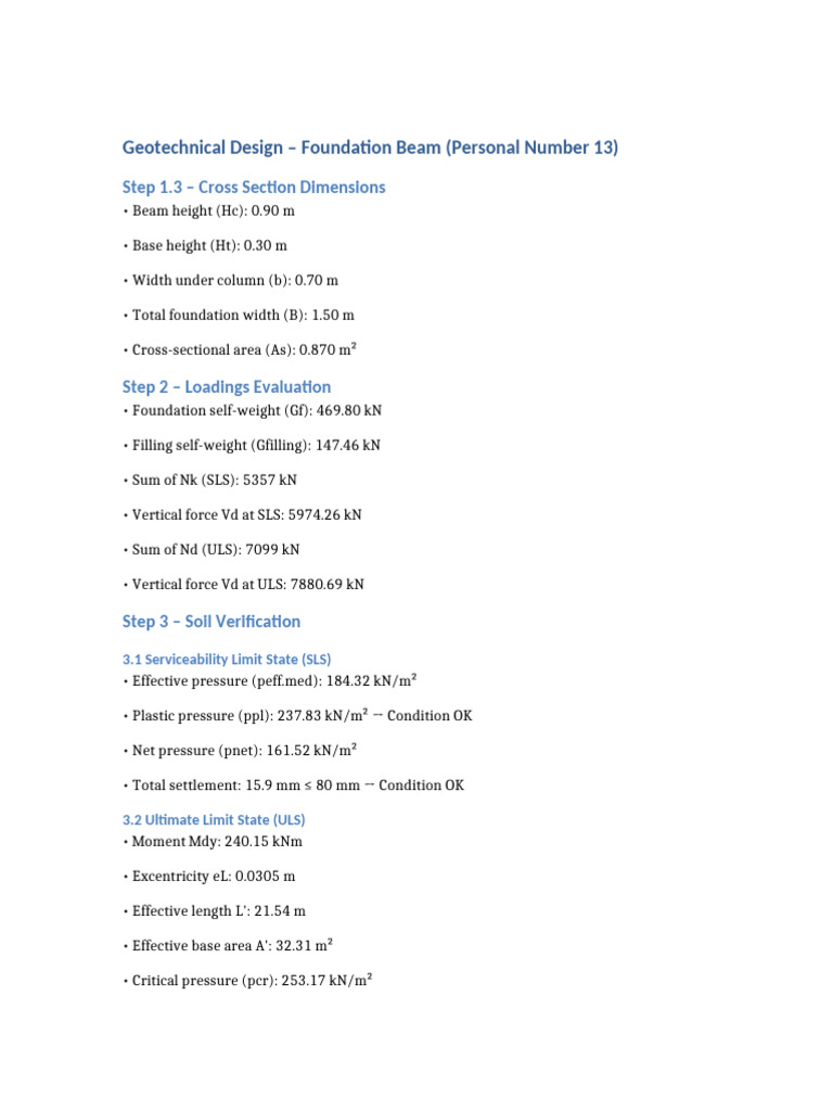 Foundation Beam Geotechnical Design P13 | PDF