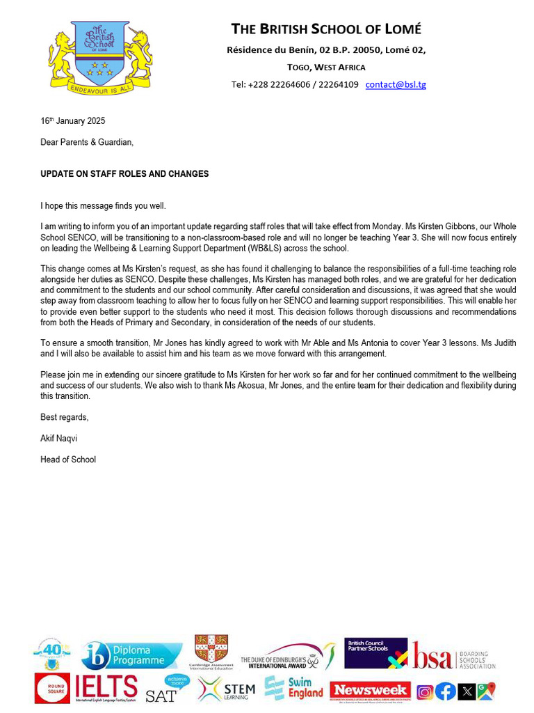 Update On Staff Roles and Changes | PDF