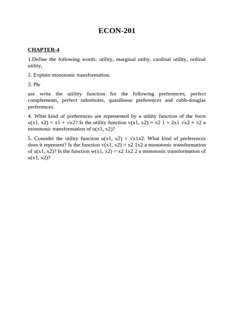 Monotonic Transformations in Utility Functions | PDF