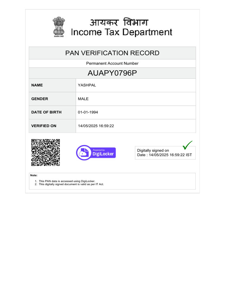 PAN Verification Record | PDF