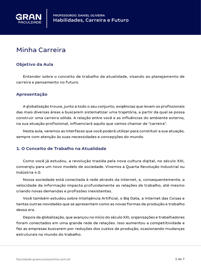 Planejamento de Carreira na Era Digital | PDF | Planejamento | Mercado ...