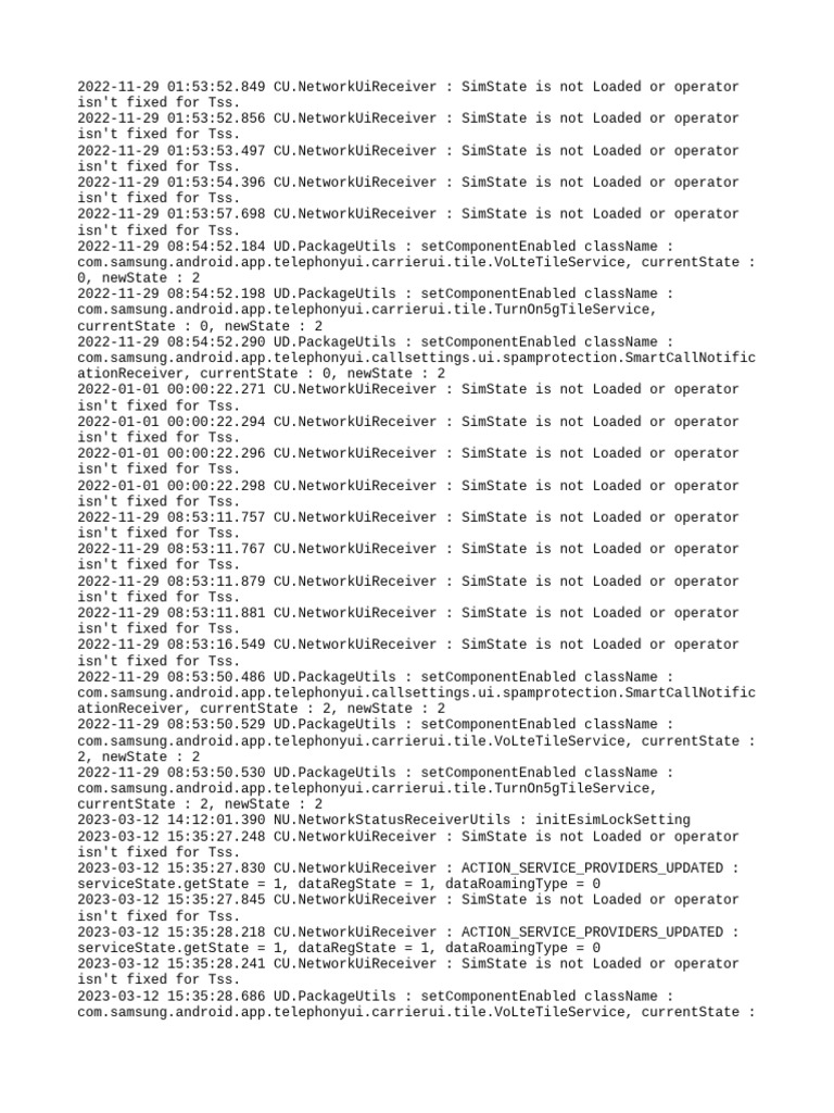 SIM State and Network Updates Log | PDF