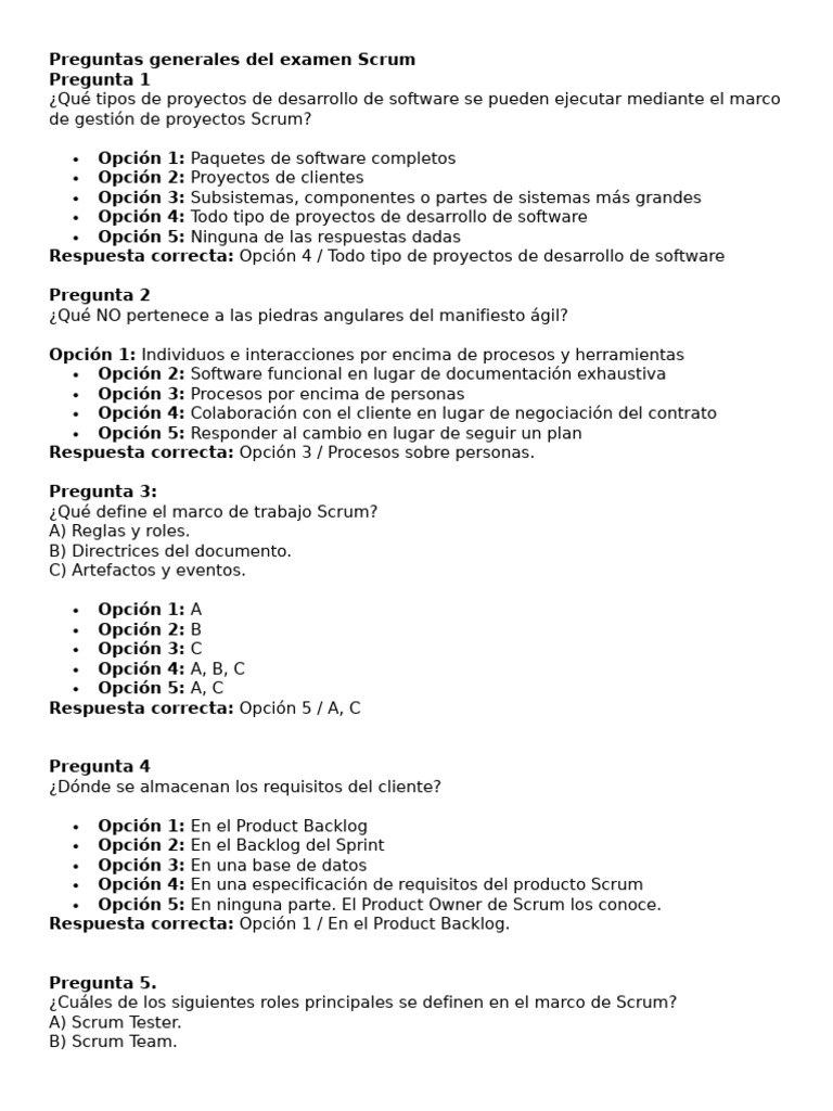 Preguntas del examen de Scrum Master | PDF | Scrum (desarrollo de ...