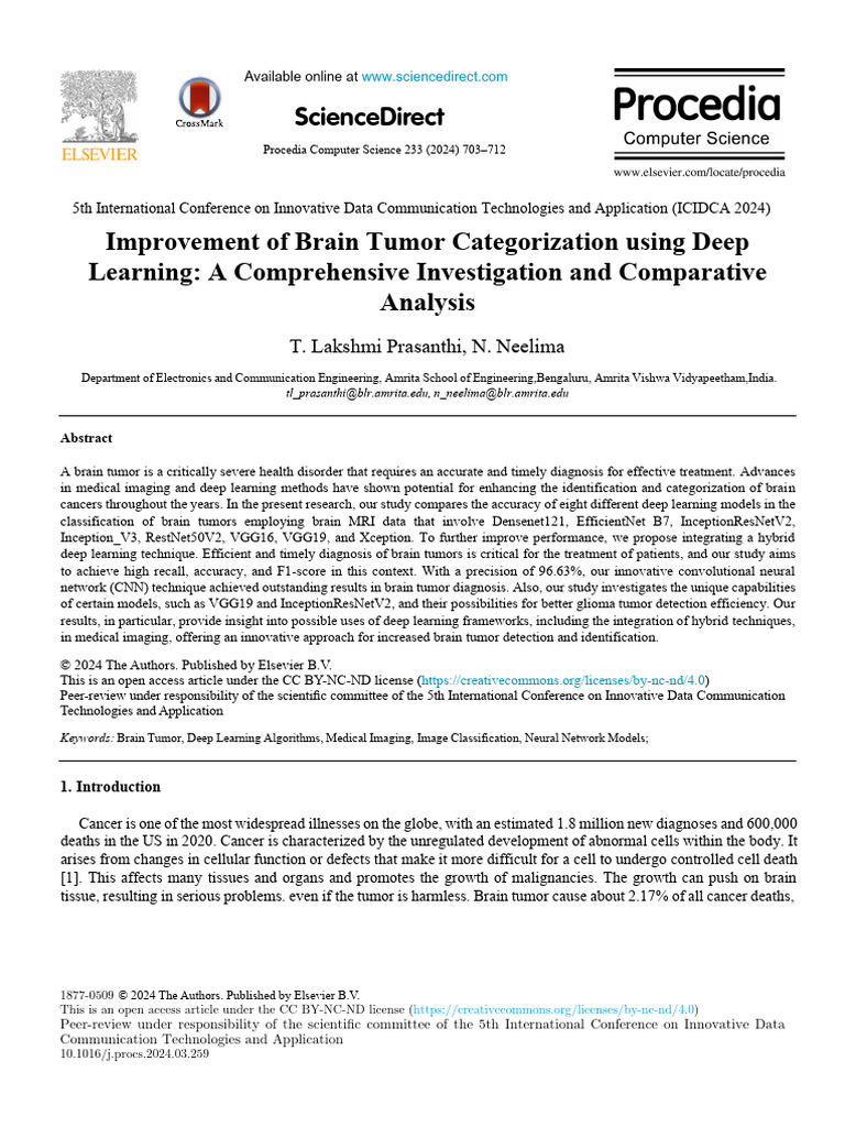 Deep Learning for Brain Tumor Diagnosis | PDF | Deep Learning ...