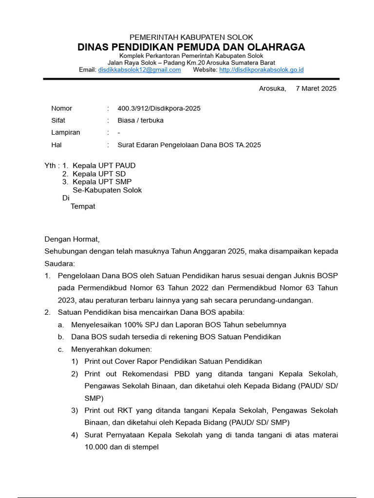 Jadwal Pencairan Dana BOS 2025 | PDF