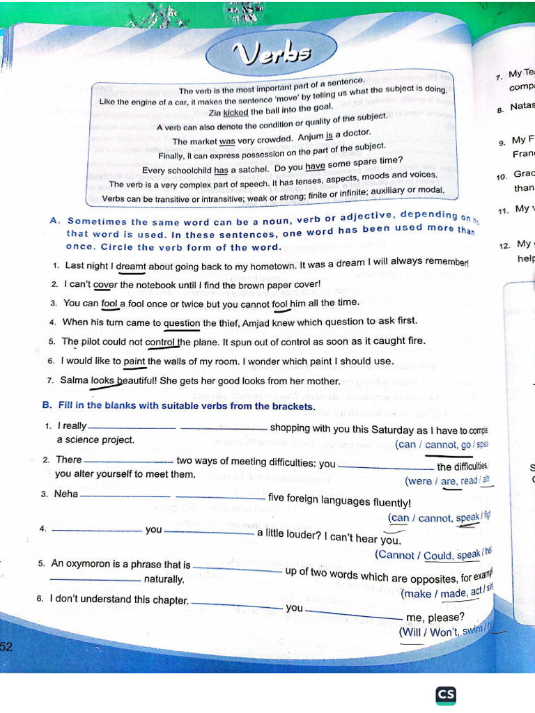 Verbs Blank | PDF