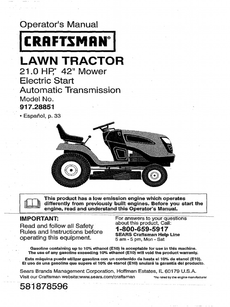 Craftsman LT 3000 Operator's Manual | PDF | Tractor | Clutch