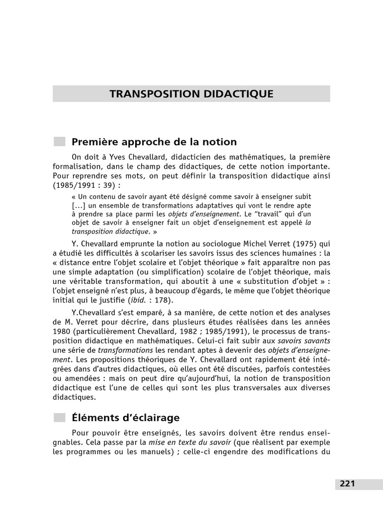 Exemples de transposition didactique | PDF | Apprentissage