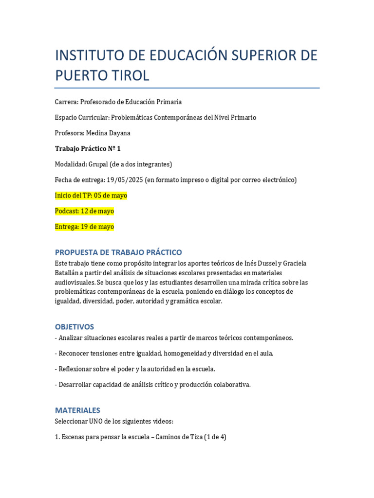 Trabajo Práctico #1 - PCNP | PDF | Escuelas | Educación primaria